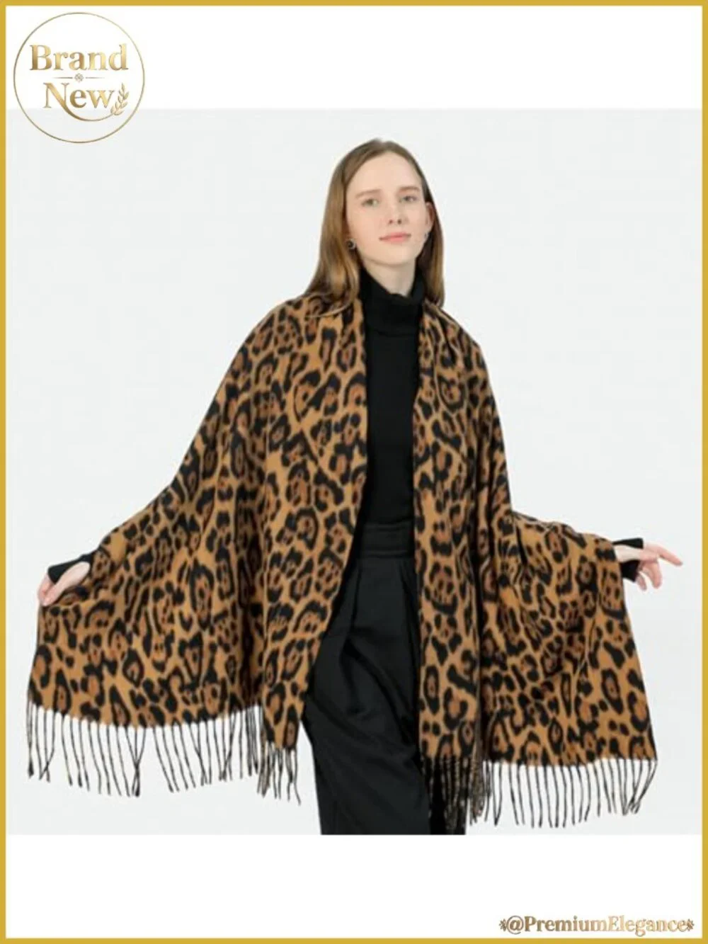 Oversized Leopard Print Winter Scarf Soft Warm Blanket Wrap